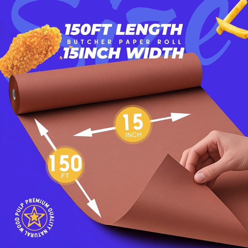 PH PERKHOMY Pink Butcher Paper Roll 15" x 1800" (150') for Smoker BBQ Grilling Smoking Meat Unbleached Uncoated Unwaxed (Pink, 15" x 150') - Image 2