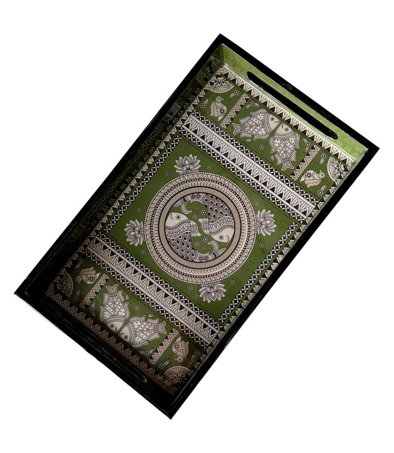 MaatirDesigns Madhubani Fish Art Tray - Image 1