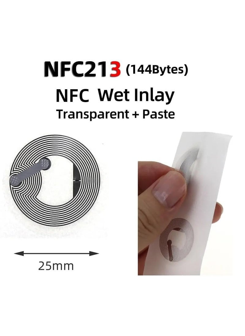 Rubik NFC 213 Sticker 144 Bytes Tags (Inlay), Transparent Self-adhesive Ntag213 Token Tags Compatible 13.56mhz RFID and NFC IC Reader/Writer (20 Tags)  - Image 2