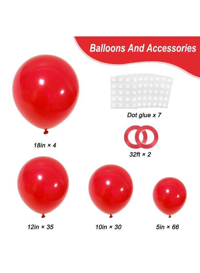 RUBFAC 135pcs Red Balloons Different Sizes 18 12 10 5 Inch for Birthday Party Graduation Anniversary Wedding Decorations - Image 2