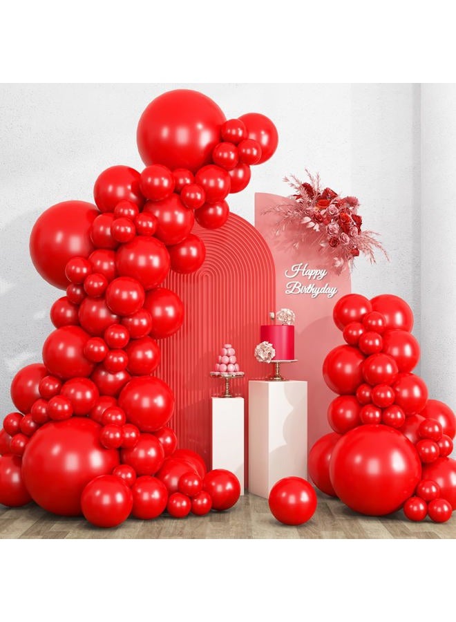RUBFAC 135pcs Red Balloons Different Sizes 18 12 10 5 Inch for Birthday Party Graduation Anniversary Wedding Decorations - Image 1