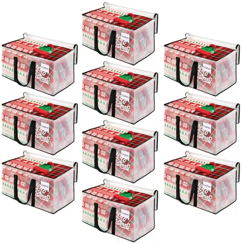 BlissTotes Moving Bags, 10-Pack Storage Bags, Moving Bags Heavy Duty Extra Large, Moving Totes, Clear moving Bags, Reinforced Handles & Tag Pocket (93L) - Image 1