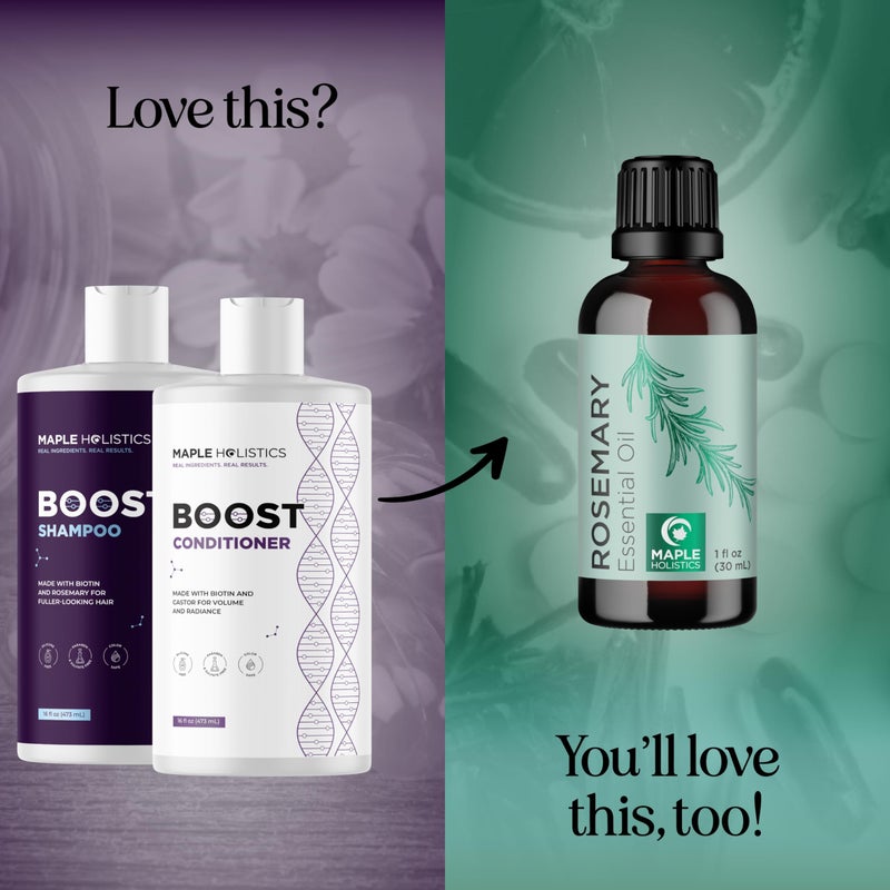 Maple Holistics Advanced Biotin Shampoo and Conditioner Set - Thickening Sulfate and Paraben Free Shampoo and Conditioner for Hair Growth with Rice Water Black Castor Caffeine Collagen and Rosemary Oil - Image 4