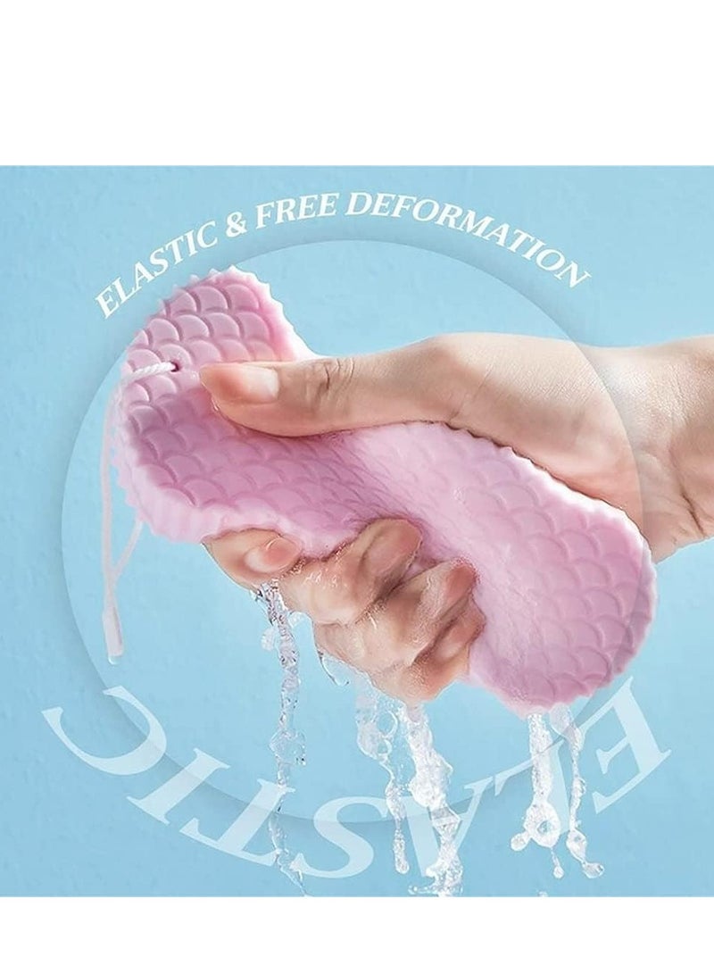Oasisgalore 2/4-Pack Magic Exfoliating Bath Sponges –Magic Sponge for Skin, Skin Exfoliator for Body Dead Skin (Blue & Pink). - Image 2