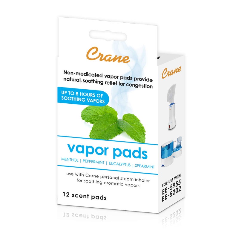 Crane Menthol-Eucalyptus Universal Vapor Pads, 12 Pack, for use Droplets, Corded Inhaler, Warm Mist humidifier - Image 2