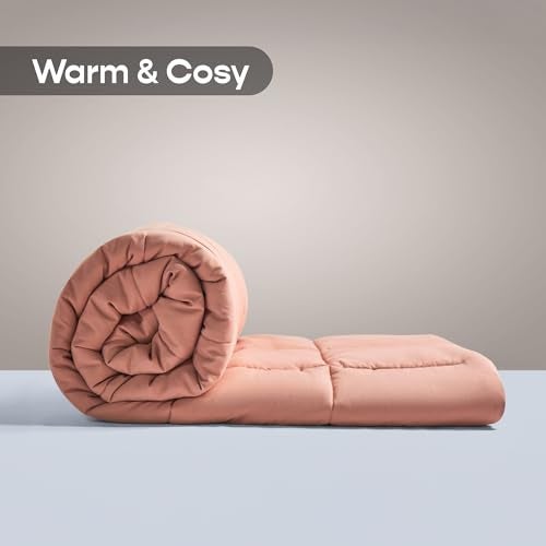 SleepyCat Summer Reversible AC Comforter - Hotel Like Feel 120 GSM Lightweight Blanket, Quilted Design, Machine Washable - Nude Pink & Seafoam White (Single Size 90x60) - Image 2
