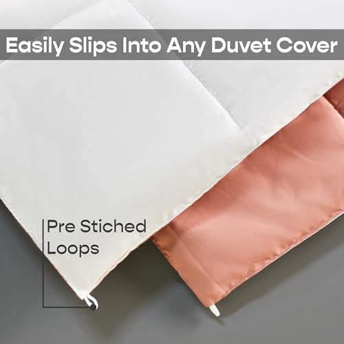 SleepyCat Summer Reversible AC Comforter - Hotel Like Feel 120 GSM Lightweight Blanket, Quilted Design, Machine Washable - Nude Pink & Seafoam White (Single Size 90x60) - Image 3