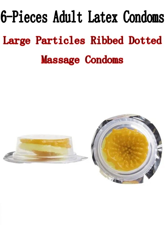 Generic 6-Pieces Adult Latex Condoms,Large Particles Ribbed Dotted Massage Condoms,Enhance Sense Stimulation Condoms,Colour Yellow  - Image 3