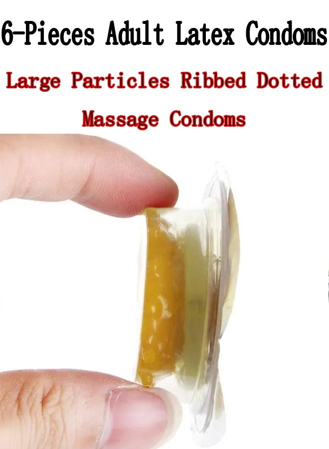 Generic 6-Pieces Adult Latex Condoms,Large Particles Ribbed Dotted Massage Condoms,Enhance Sense Stimulation Condoms,Colour Yellow  - Image 4