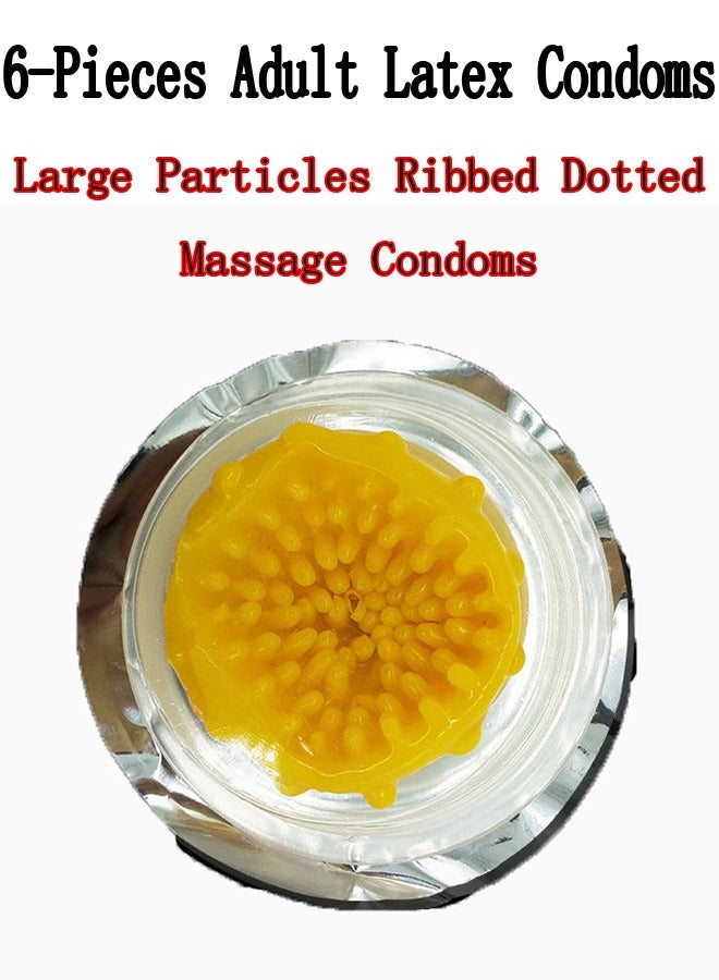 Generic 6-Pieces Adult Latex Condoms,Large Particles Ribbed Dotted Massage Condoms,Enhance Sense Stimulation Condoms,Colour Yellow  - Image 5