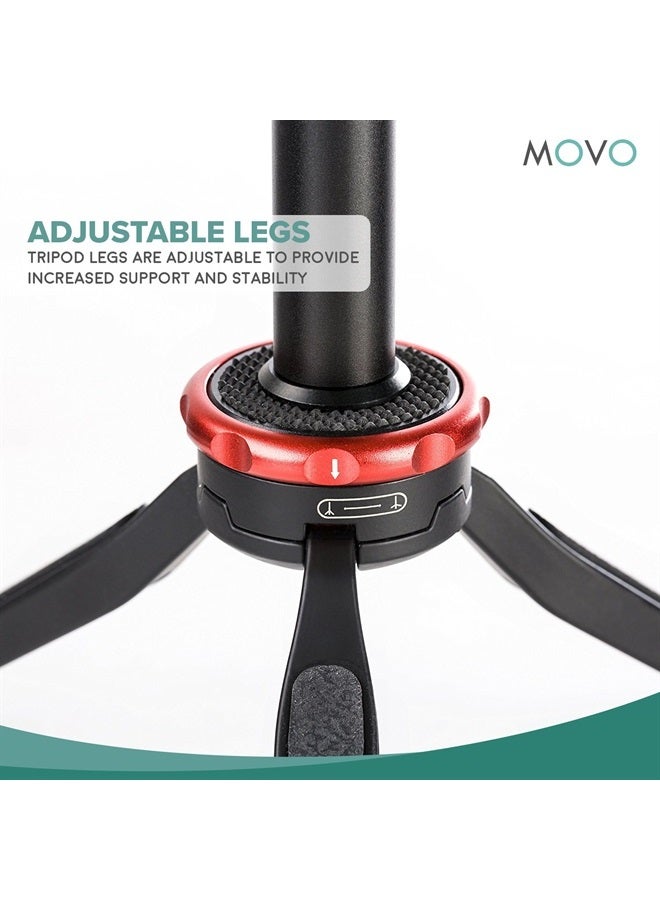 Movo Universal Mini Camera Tripod with Extendable Pole (MV-T1) Adjustable Head, Heavy-Duty Aluminum Travel Stand for DSLR, Mirrorless, GoPro, Smartphones, Compact, Portable - Image 2