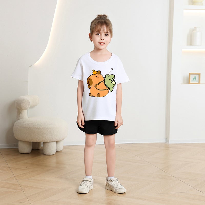 Trade 2026 New Style Boys And Girls Short-Sleeved T-Shirts Summer Children'S Cartoon Tops Girls Casual Summer Clothes Trendy - Image 5