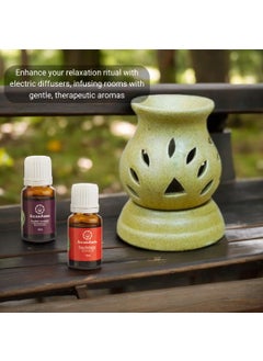 ASIAN AURA Asian Aura Handcrafted Premium Ceramic Electric Round Shaped Aroma Diffuser Oil Burner Wax Melt Warmer for Home Fragrance with Aroma Oils in 2 fragrances English Lavender Rosy Romance 10ml Each  - Image 4
