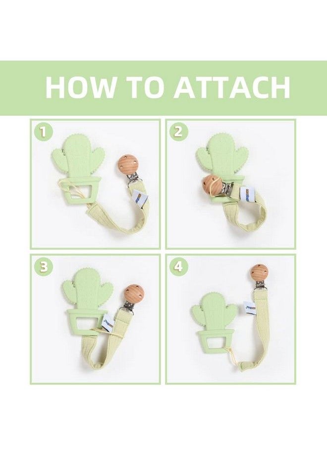 AmazingM - Baby Food Grade Silicone Teether Toy With Pacifier Clip Holderteething Pain Relief Toys Gift Set For 3 Months+ Boys And Girlsfreezer Safebpa Free (Cacuts) - Image 1