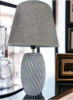 BABAZAM Premium Ceramic Table Lamp Stylish Home Décor with Elegant Illumination with High Quality Fabric Shade 36x23x9cm Multicolor  - Image 4