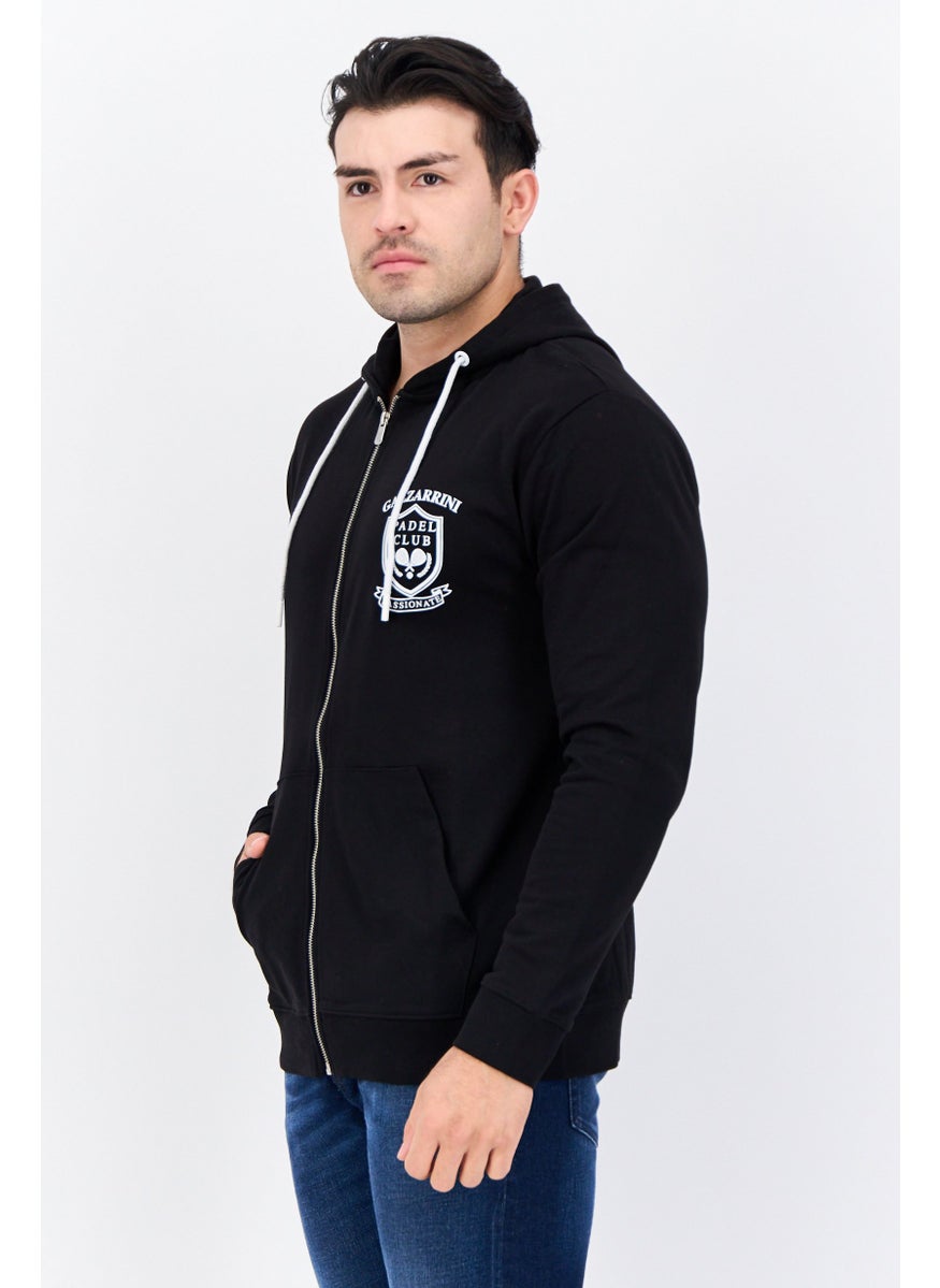 Gazzarrini Men Hooded Graphic Print Long Sleeve Sweatshirt, Black  - Image 2