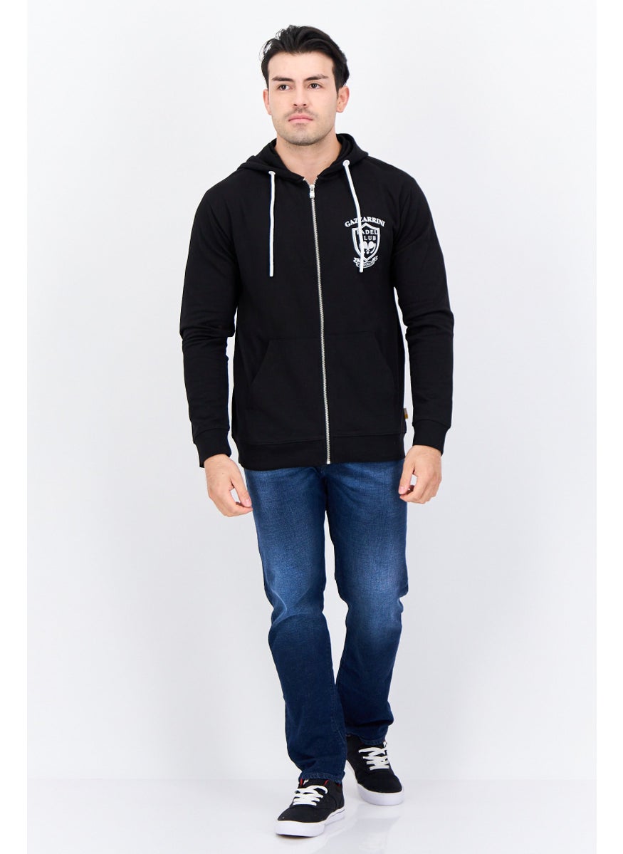 Gazzarrini Men Hooded Graphic Print Long Sleeve Sweatshirt, Black  - Image 4