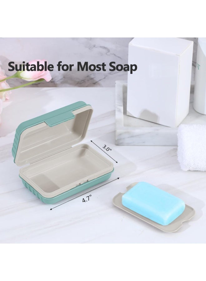 هومستر 1 صندوق صابون مزود بغطاء صابون سفر مقاوم للتسرب مع صينية تصريف، حامل صابون محمول للمنازل والسفر، صبغ صابون في الحمام الإبداعي، مادة متينة من مادة PP للصالة الرياضية، التخييم، التنزهات (أزرق 12*7.6*5 سم) - Image 3