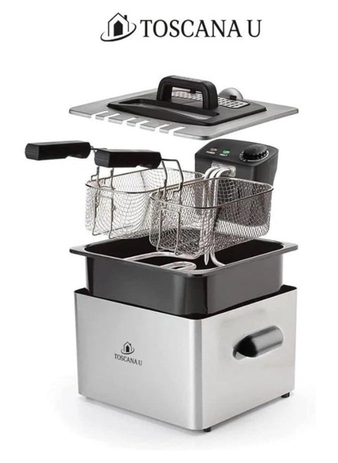JAMAKY Italy JMK5015 Deep Oil Fryer, 5 Liters, Temperature Control, 2500 Watt, Silver  - Image 3