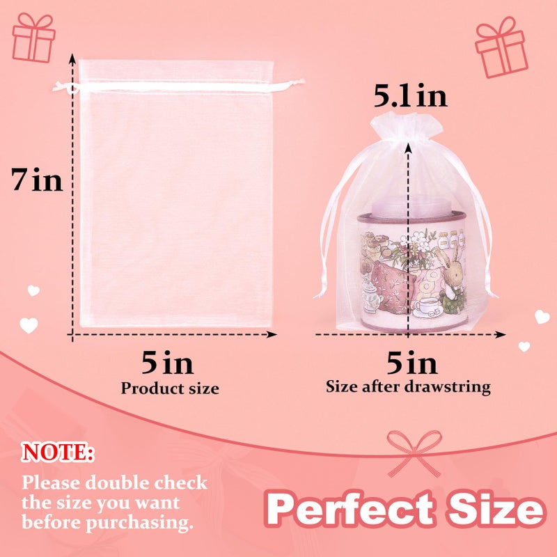 Crweety 50 Pack White Organza Bags 5X7 Inch  Small Mesh Gift Bags For Jewelry Sachet  Elegant Small Mesh Bag Drawstring For Candy Wedding Party Favor  Bridal Shower  Baby Shower & Christmas Gifts - Image 2