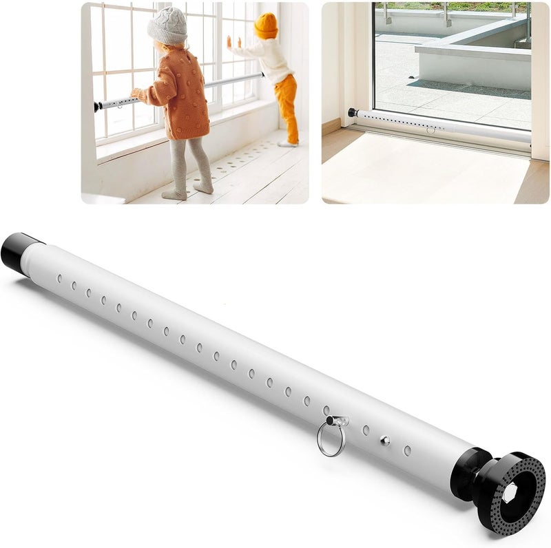 Abiglifty Sliding Door Security Bar, 17-50 Inch Adjustable Heavy Duty Sliding Glass Door Security bar with Rubber Tips for Windows, Home, Apartment & Travel (White) - Image 1