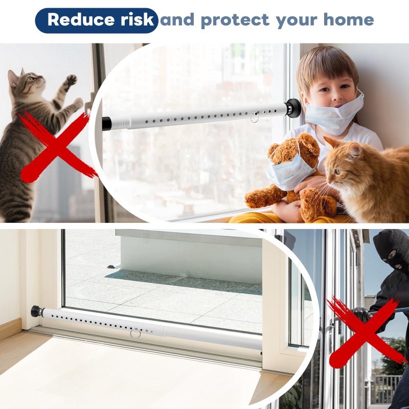 Abiglifty Sliding Door Security Bar, 17-50 Inch Adjustable Heavy Duty Sliding Glass Door Security bar with Rubber Tips for Windows, Home, Apartment & Travel (White) - Image 3