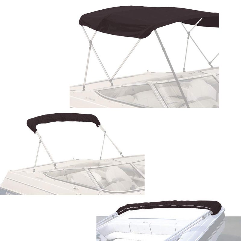 Savvycraft 4 Bow Bimini Top Replacement Cover Durable Marine Grade Canvas Boat Canopy Easy Install Zipper Sleeves 4 Bow 96 L 8590 W Black Color