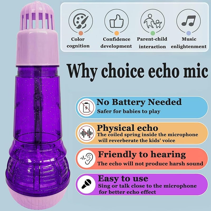 Lolakee Echo Mic for Kids and Toddlers Durable and Lightweight Music Singing Toys Speech Therapy Feedback Toy, Fun Supplies for Birthday, Picnic, BBQ, Holiday, Party( No Battery Needed, Purple ) - Image 2