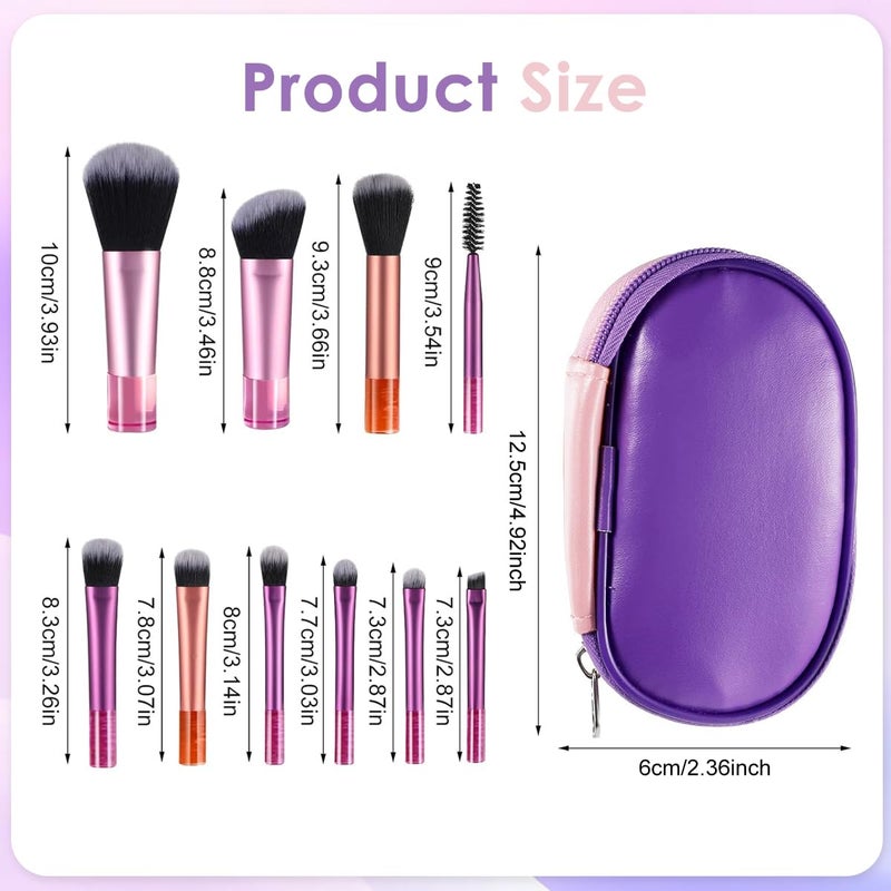 M'AYCREATE MAYCREATE® 10pc Travel Makeup Brush Set with Zipper Pouch, Synthetic Bristles, Shorter Handles, Including Blending, Contour, Eyeshadow Brushes, Basic Travel Kit - Image 2