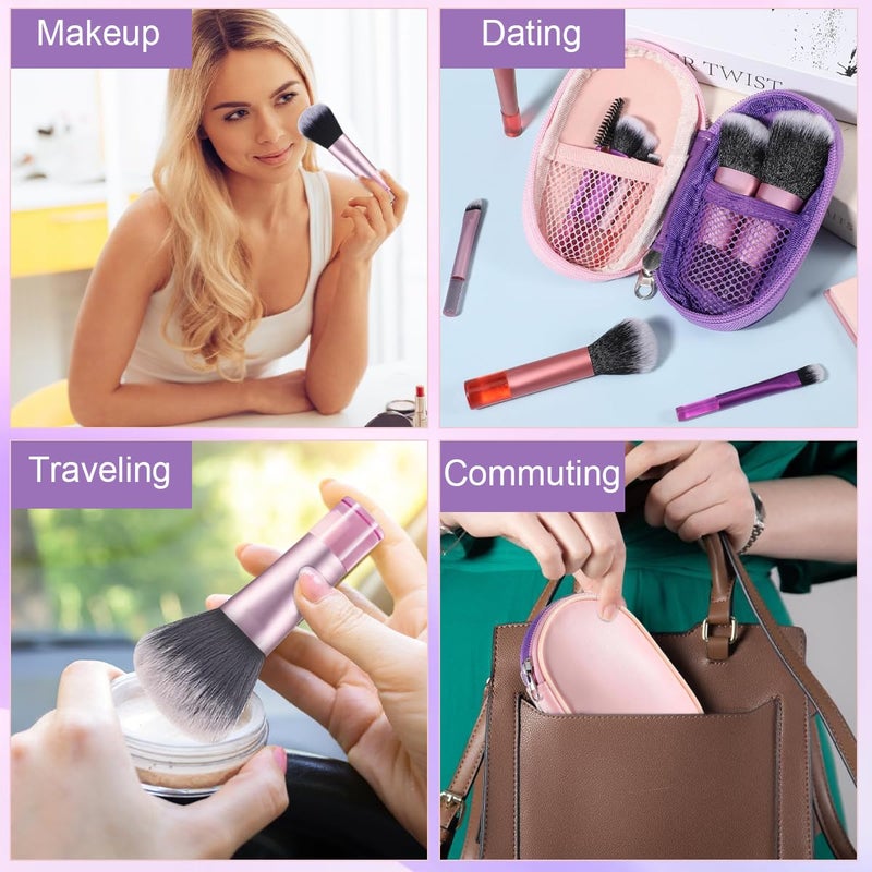 M'AYCREATE MAYCREATE® 10pc Travel Makeup Brush Set with Zipper Pouch, Synthetic Bristles, Shorter Handles, Including Blending, Contour, Eyeshadow Brushes, Basic Travel Kit - Image 5