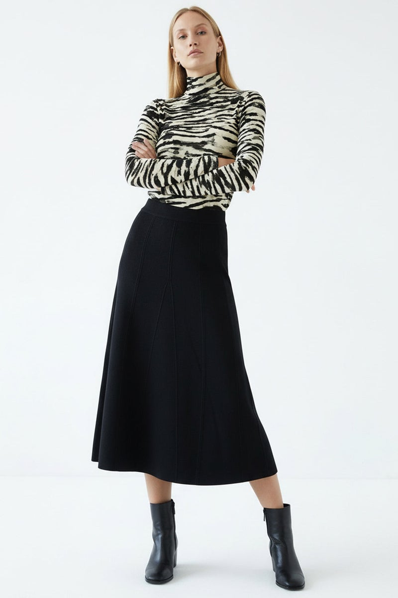 EXQUISE High Waist Midi Knitted Regular Skirt - Image 5