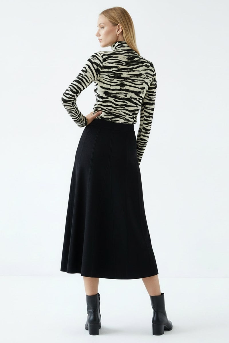 EXQUISE High Waist Midi Knitted Regular Skirt - Image 4