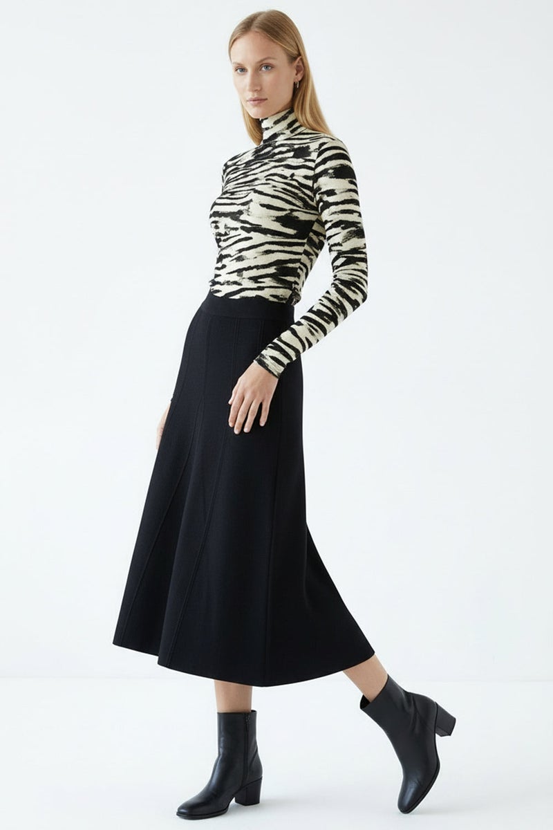 EXQUISE High Waist Midi Knitted Regular Skirt - Image 2
