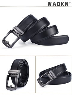 WAOKN Men Business Style Belt , Mens Ratchet Belts Black Retro Luxury Leather Man Belt Gold Eagle Alloy Buckle Automatic Fashion Style- Perfect Companion to Mens Dress Shoes (130 cm, Black)  - Image 5
