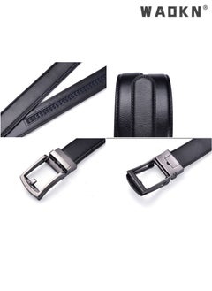 WAOKN Men Business Style Belt , Mens Ratchet Belts Black Retro Luxury Leather Man Belt Gold Eagle Alloy Buckle Automatic Fashion Style- Perfect Companion to Mens Dress Shoes (130 cm, Black)  - Image 4