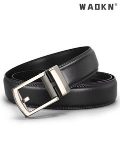 WAOKN Men Business Style Belt , Mens Ratchet Belts Black Retro Luxury Leather Man Belt Gold Eagle Alloy Buckle Automatic Fashion Style- Perfect Companion to Mens Dress Shoes (130 cm, Black)  - Image 3