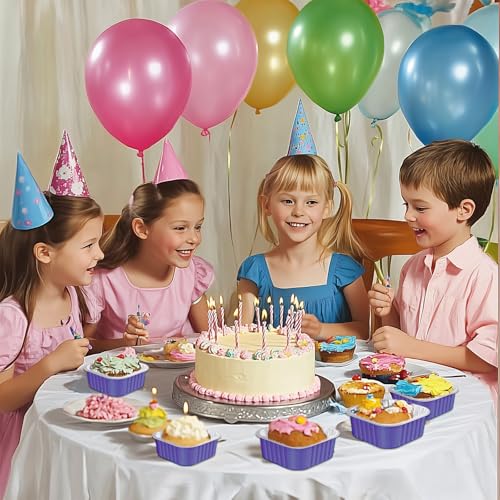 Ksmxos 25 Pack Square Mini Cake Pans with Lids,Mini Loaf Pans with Lids,Aluminum Foil Baking Cups,Disposable Ramekins Cupcake Cups,Dessert Cups for Wedding Birthday Party Picnics,5oz (Purple) - Image 5