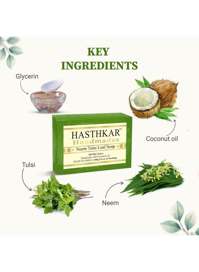 byPurenaturals Hasthkar Handmades Handmade Natural Neem Tulsi Leaf Soap 100Gm  - Image 4