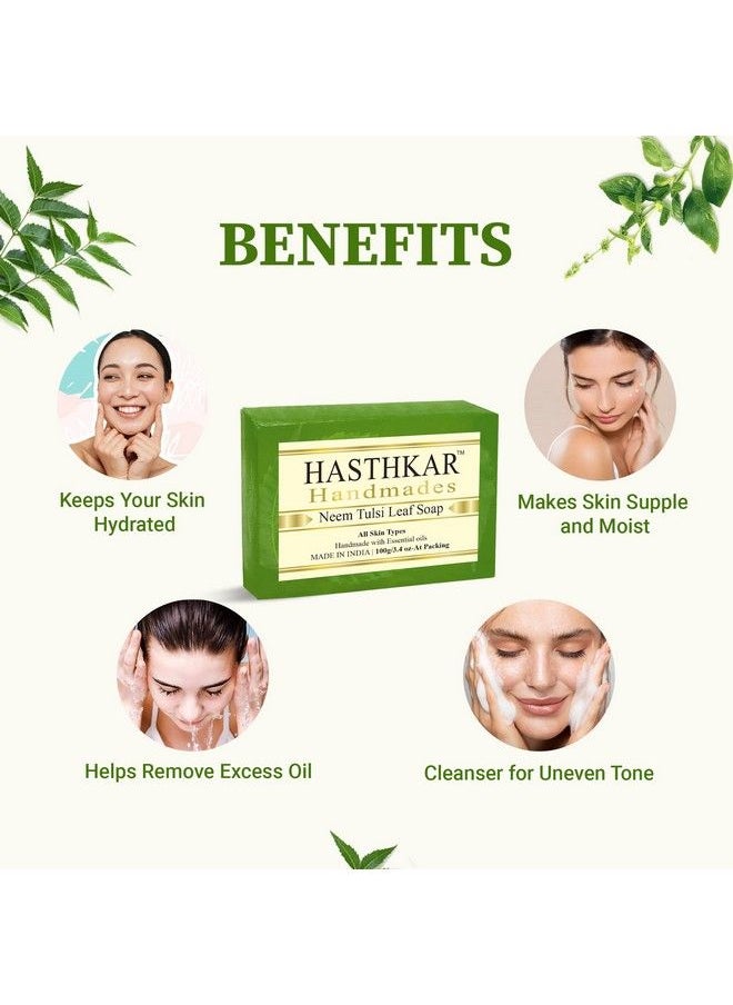 byPurenaturals Hasthkar Handmades Handmade Natural Neem Tulsi Leaf Soap 100Gm  - Image 5