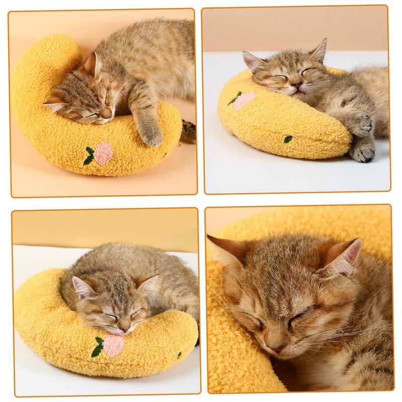 Blue U Shaped Neck Pillow for Cats and Dogs Comfortable Sleep Support - Image 3