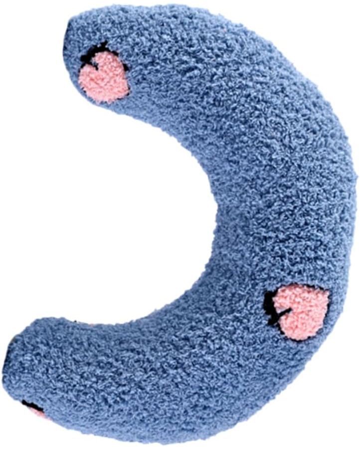 Blue U Shaped Neck Pillow for Cats and Dogs Comfortable Sleep Support - Image 1