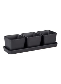 Wenko Snack & Dip Bowl Set Black Matt Tray With 3 X 300 ML Bowls  - Image 1