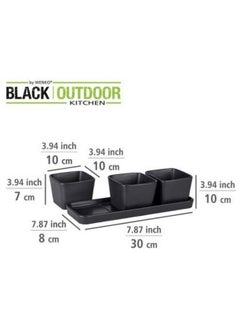 Wenko Snack & Dip Bowl Set Black Matt Tray With 3 X 300 ML Bowls  - Image 5
