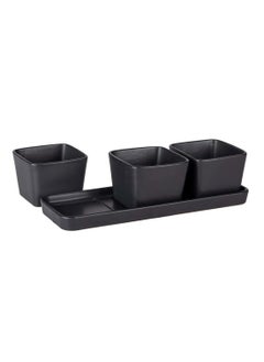 Wenko Snack & Dip Bowl Set Black Matt Tray With 3 X 300 ML Bowls  - Image 2