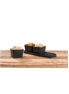 Wenko Snack & Dip Bowl Set Black Matt Tray With 3 X 300 ML Bowls  - Image 4
