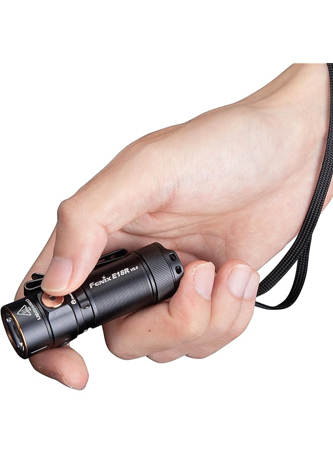 fenix E18R v2.0 Rechargeable Mini EDC Torch 1200 Lumens 146m 200 Hrs Max Magnetic Tail Cap Bi Directional Body Clip 1 Lumen Moonlight Mode USB C Charging Port IP68 - Image 3