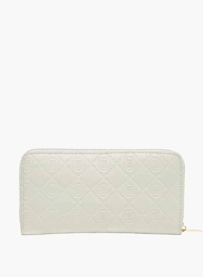 ELLE Women Monogram Embossed Zip Around Wallet