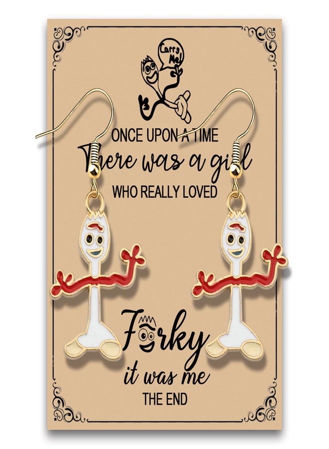 MAOFAED Cute Cartoon Fork Earrings for Fans, Spork Earrings for Women, Fandom Gift, Cooking Mom Gift, Baker Earring(onceFork) - Image 1