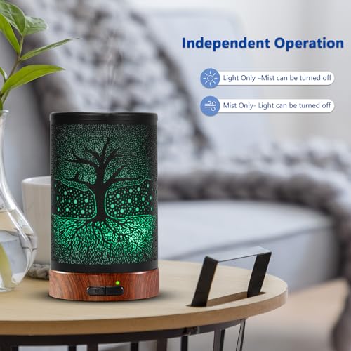 EQUSUPRO Aromatherapy Essential Oil Diffuser 150ml- Electric Cool Mist Aroma Diffuser with Intermittent Mode, Auto Shut-Off Protection, 7 Colors Changing LED Light for Home Office Decor & Gift (Life Tree) - Image 3