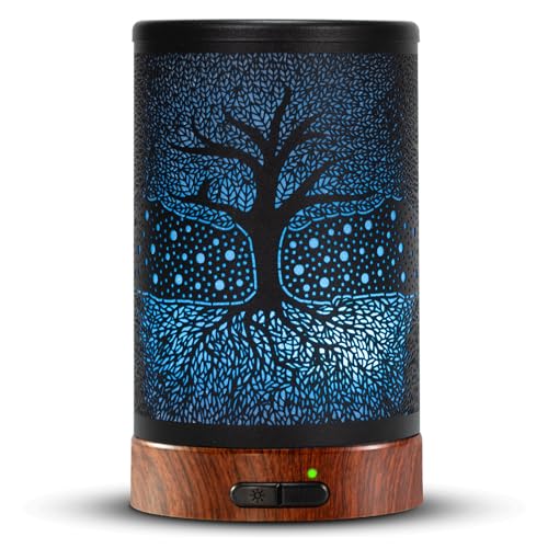EQUSUPRO Aromatherapy Essential Oil Diffuser 150ml- Electric Cool Mist Aroma Diffuser with Intermittent Mode, Auto Shut-Off Protection, 7 Colors Changing LED Light for Home Office Decor & Gift (Life Tree) - Image 1